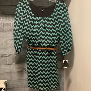 Chevron belted dress; never worn!